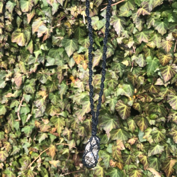 Pyrite Raw Macrame Necklace - Picture 6 of 7
